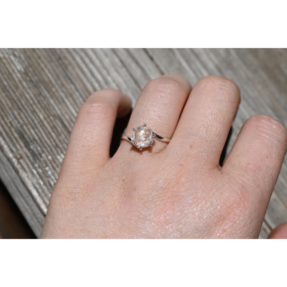 Engagement ring Sterling Silver Lake County Diamond Ring, Rough Raw Diamond , Un